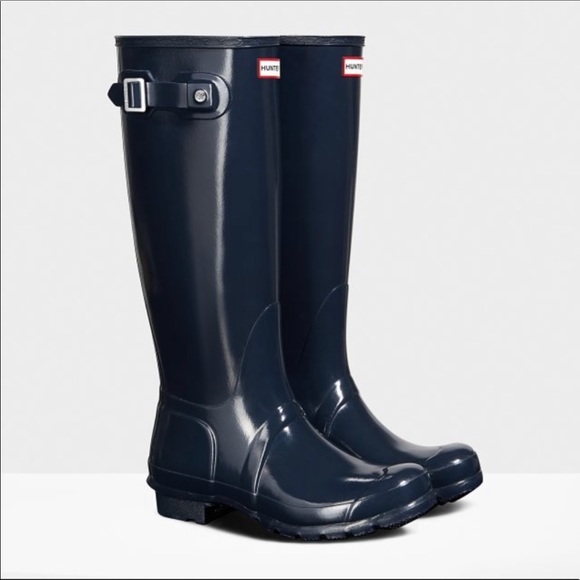 Hunter Shoes - Hunter Navy Tall Gloss Boots
